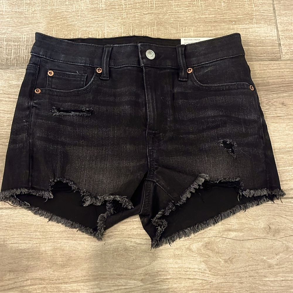 black jean shorts